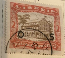 Liberia 2 Cents Postage Stamp (Architectural Motif)