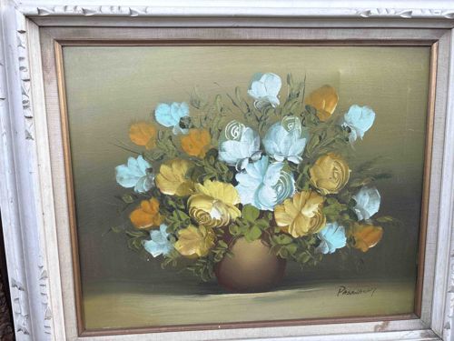 Floral Still Life Oil Painting with Ornate Frame (Signed 'Pascucci')