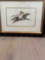 Framed Polo Player Watercolor