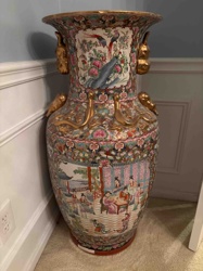 Large Famille Rose Rose Medallion Style Floor Vase