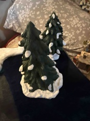 Christmas Tree Figurines with Faux Snow