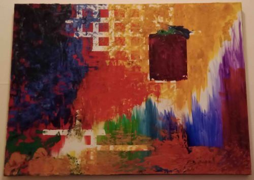 Abstract Expressionist Mixed Media Painting on Canvas