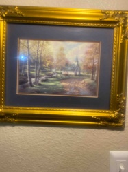 Framed Cottage in Autumn Landscape Print