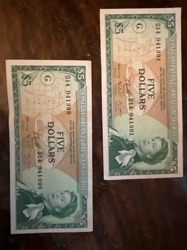 East Caribbean Five Dollars Banknotes