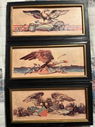 Set of Three Framed Patriotic American Eagle Prints