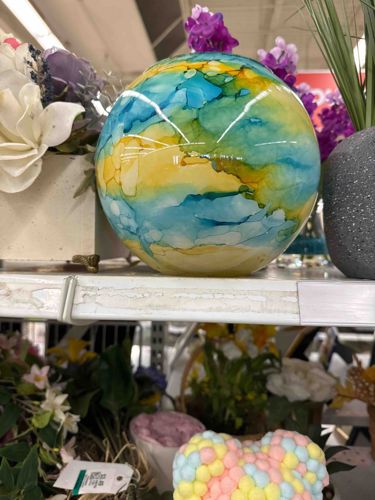 Alcohol Ink Art Glass Sphere