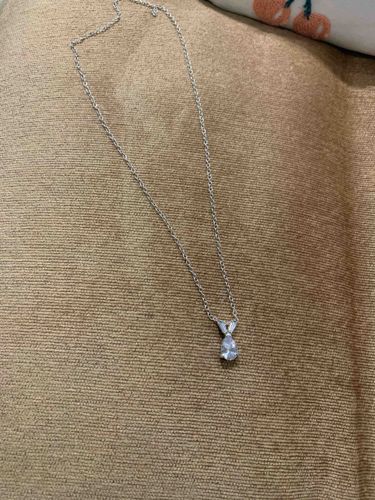 Silver-Toned Pear-Shaped Pendant Necklace