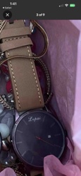 Lupai Quartz Wristwatch with Tan Faux Leather Strap