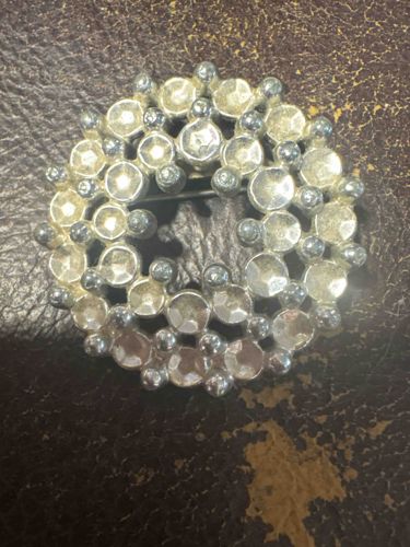 Rhinestone and Bead Cluster Brooch