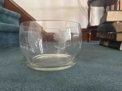 Etched Glass Bowl with Floral and Leaf Motifs