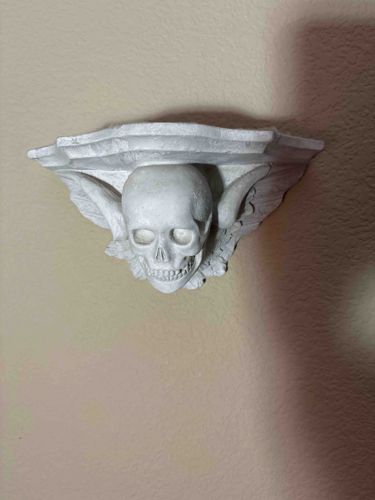 Gothic Winged Skull Wall Sconce Shelf