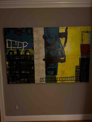 Triptych Abstract Expressionist Mixed Media Painting