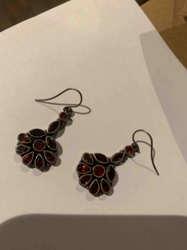 Garnet and Silver Drop Earrings
