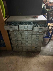 Vintage Industrial Metal Parts Cabinet with Multiple Drawers