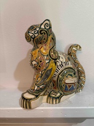 Shearwater Pottery Music-Themed Cat Figurine