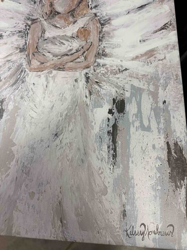 Abstract Guardian Angel and Child Painting by Kelsey Andrews