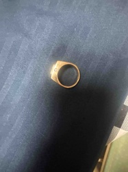 Men's 14 Karat Gold Signet Ring with Diamond Accent