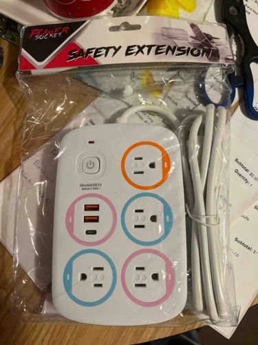 Power Socket Safety Extension with USB-A and USB-C