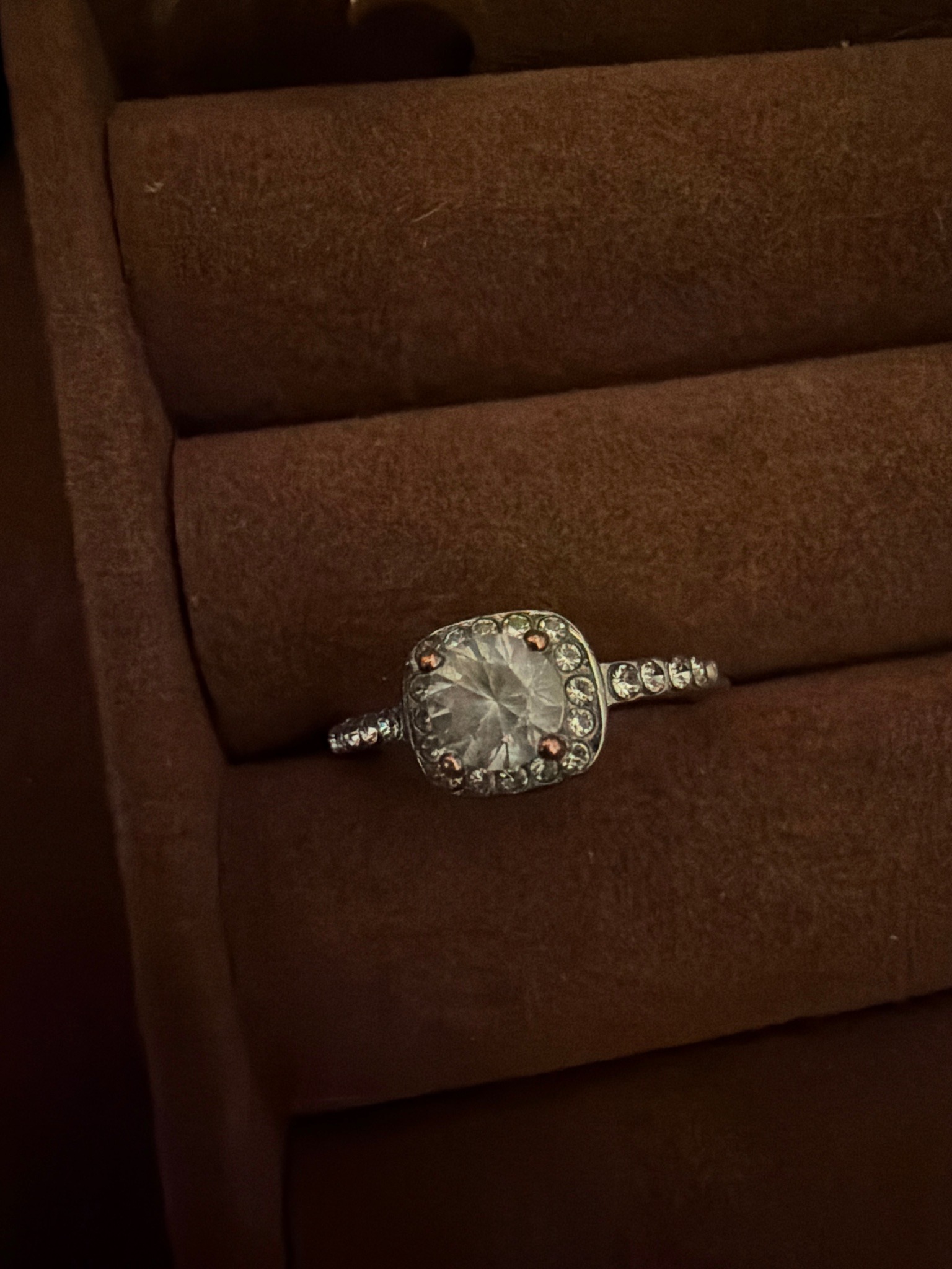 Submitted photo of Cushion-cut halo ring