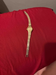 Gold-Toned Women's Oval Face Linked Bracelet Watch