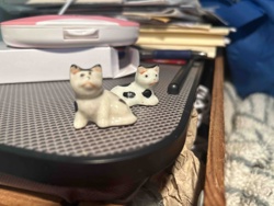 Pair of Miniature Ceramic Cat Figurines