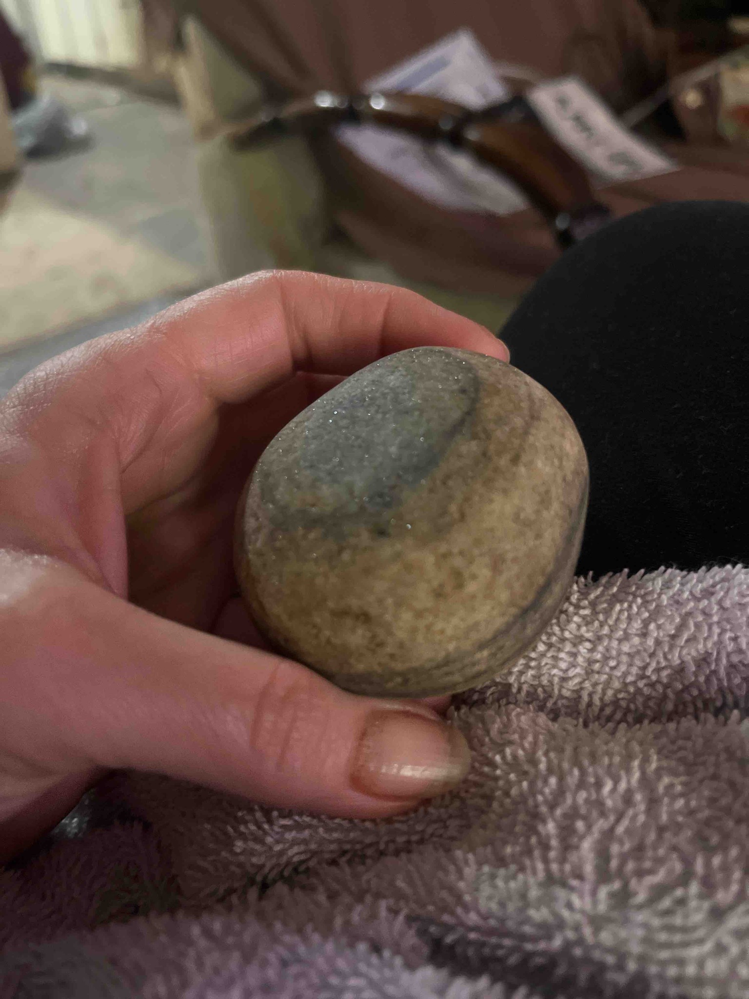 Naturally Banded Polished River Stone