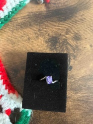 Silver-Tone Ring with Rectangular Purple Gemstone