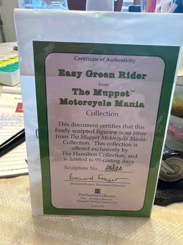 Easy Green Rider from The Muppet Motorcycle Mania Collection Certificate of Authenticity