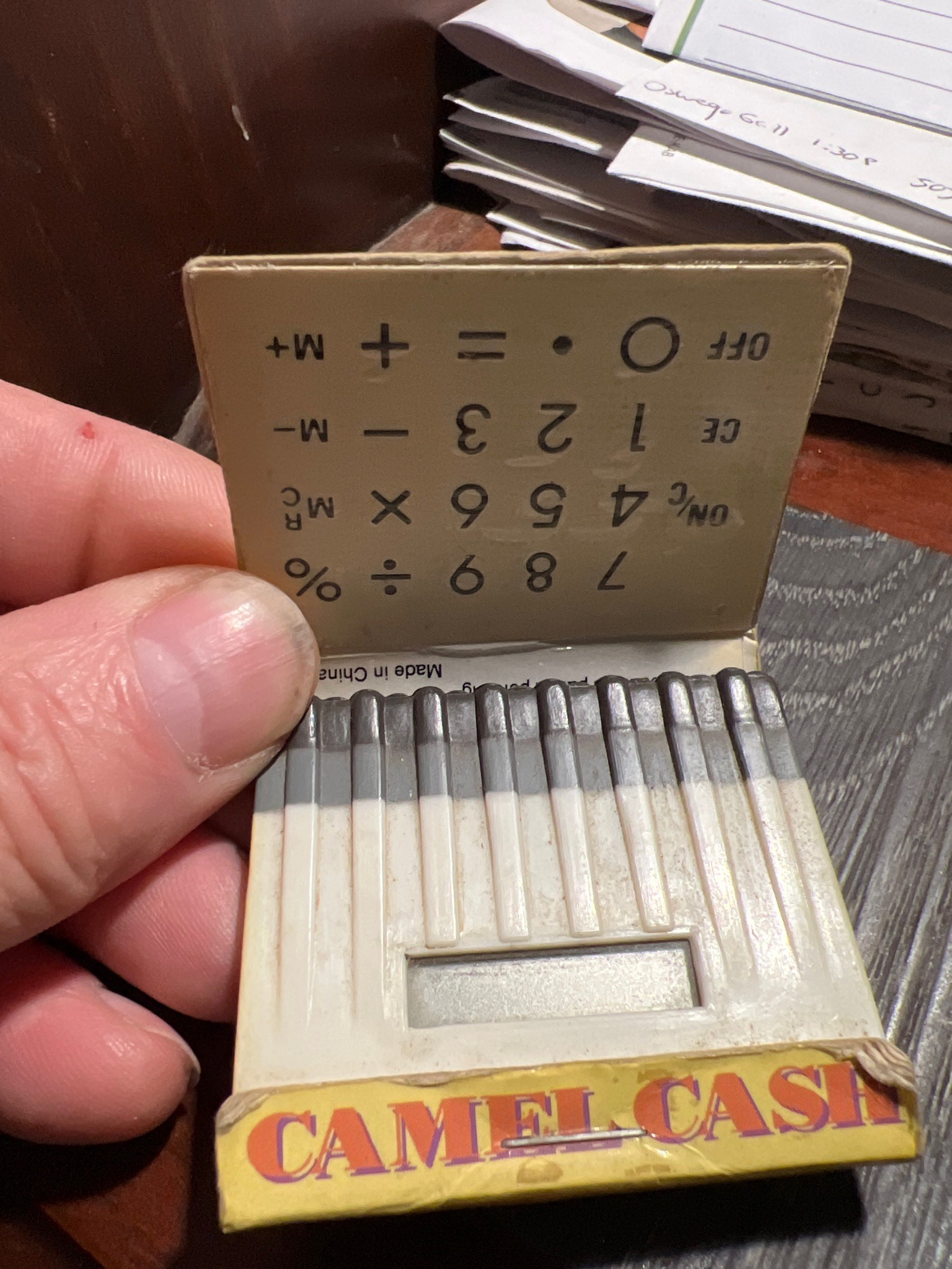 Submitted photo of Camel Cash novelty matchbook with calculator design