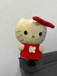 Vintage Hello Kitty flocked figure / dashboard bobblehead