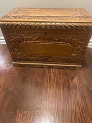 Carved Wooden Hope Chest/Storage Trunk