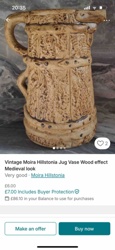Vintage Moira Hillstonia Wood Effect Medieval Style Jug/Vase