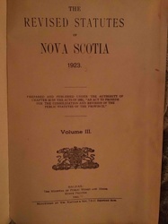 The Revised Statutes of Nova Scotia, 1923, Volume III, Title Page
