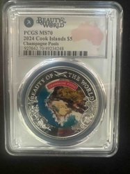 2024 Cook Islands $5 'Champagne Pools' Silver Coin