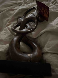 Abstract Wooden Sculpture with Base