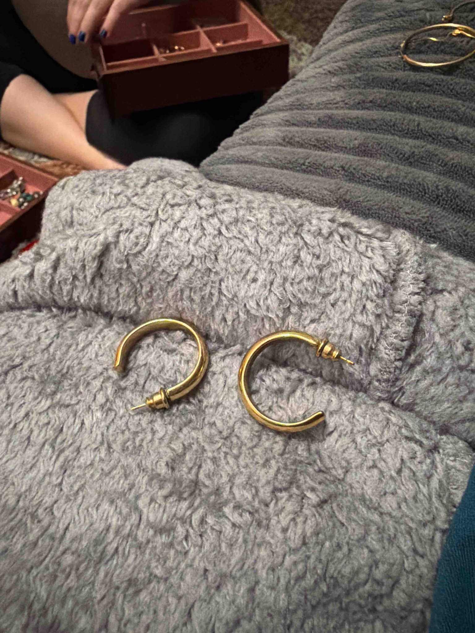 Gold-Tone Tubular Hoop Clip-Style Stud Earrings