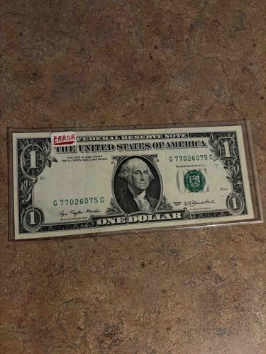 United States One Dollar Federal Reserve Note (Error Note)