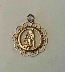 Gold-Toned Charm with Kneeling Female Figure