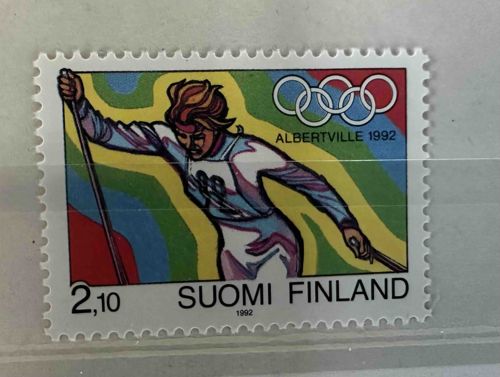 1992 Finland Albertville Winter Olympics Cross-Country Skiing Postage Stamp