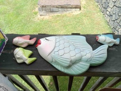 Vintage Kissing Fish Wall Hangings Set