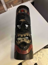 Tiki-Style Carved Wooden Mask