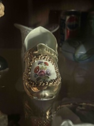 Gilt and Hand-Painted Porcelain Decorative Shoe