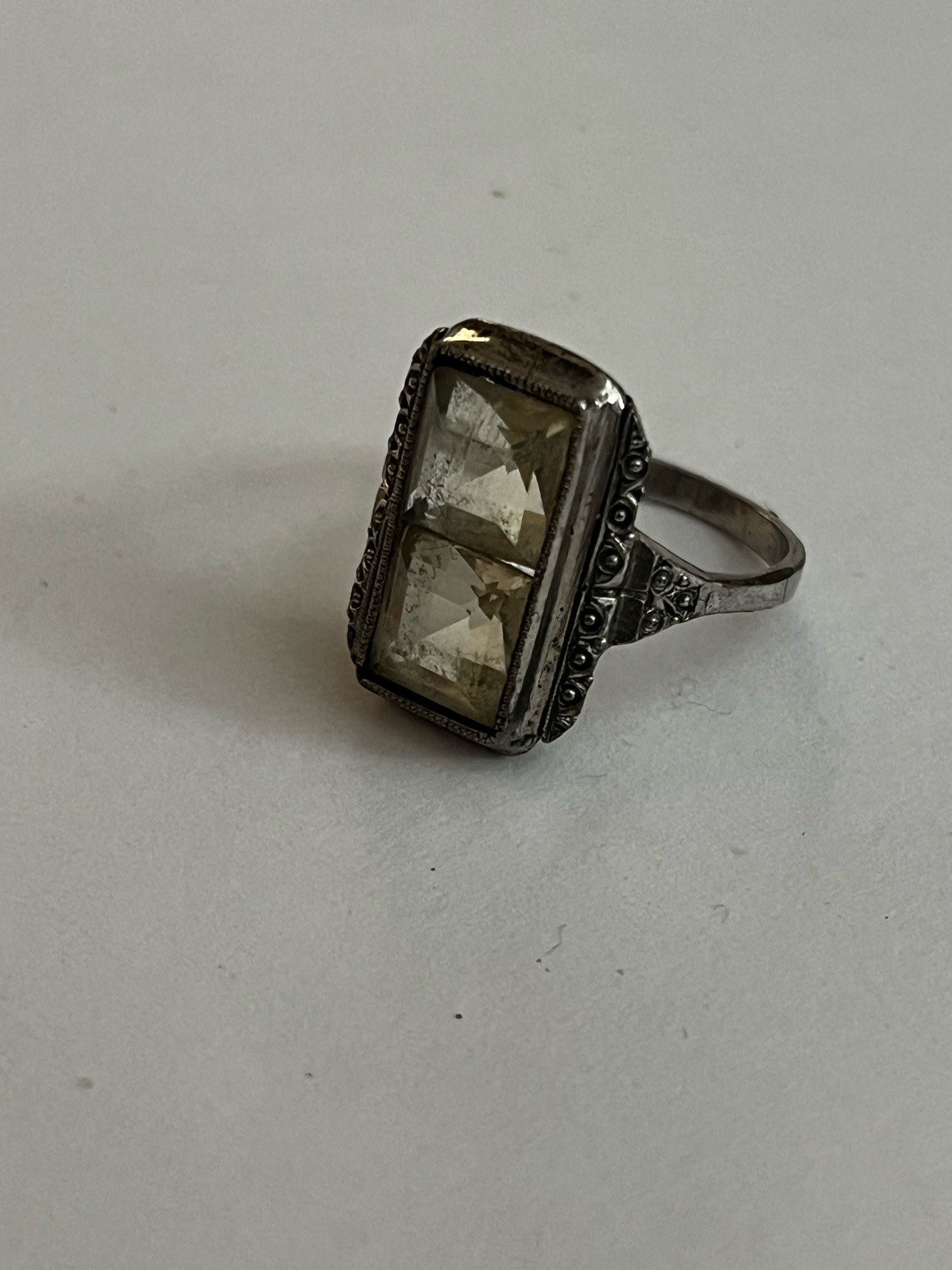 Submitted photo of Art Deco style paste and white metal ring