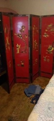 East Asian Lacquered Room Screen with Mother-of-Pearl Inlay