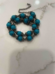 Vintage-Style Turquoise Bead Ornate Link Necklace