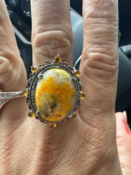 Bumblebee Jasper and Citrine Sterling Silver Statement Ring
