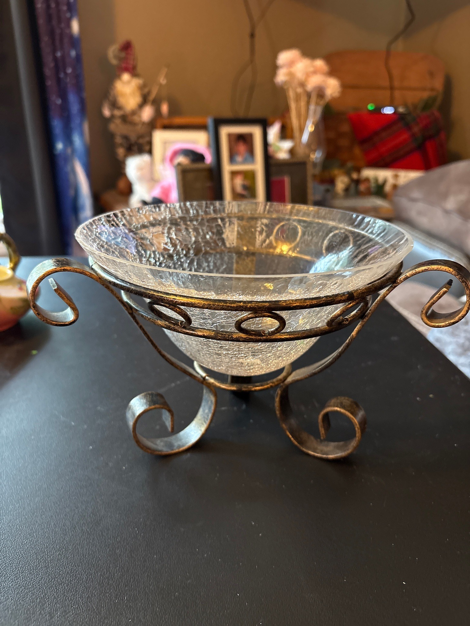 Submitted photo of Decorative Glass Bowl in Metal Stand