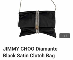 Jimmy Choo Diamante Black Satin Clutch Bag