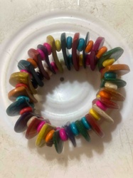 Multi-colored Wooden Bead Bracelet