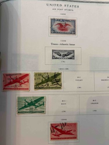 United States Air Mail Postage Stamp Collection in Album